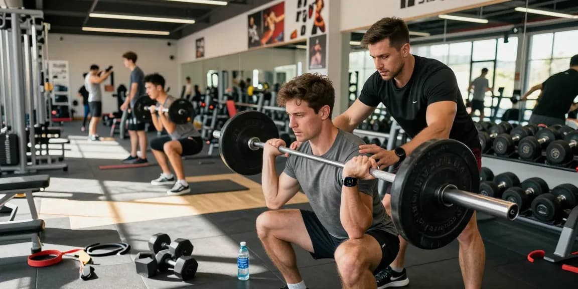 Man exercising with Unique Pharma Steroids in a modern gym, showcasing strength and determination.