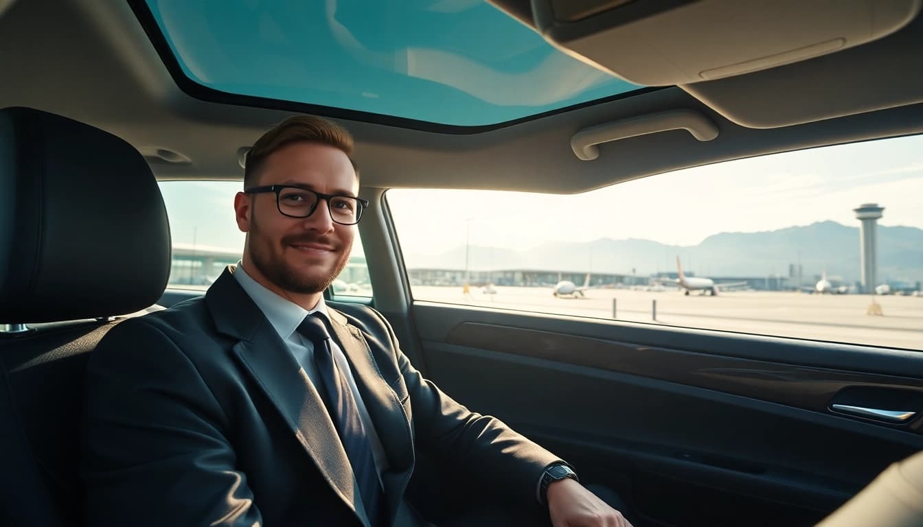 Offering premium vancouver airport car service, a chauffeur assists passengers at YVR airport.