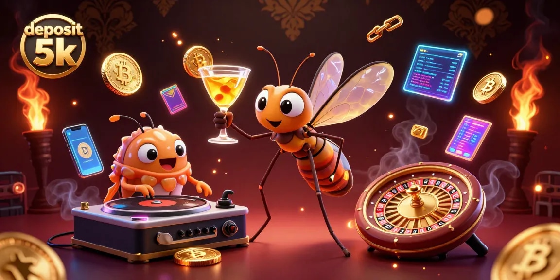 Engage players at deposit 5k with colorful crypto casino graphics and characters.