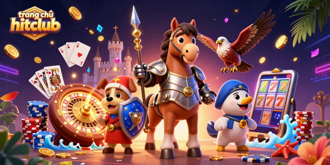 Spin the reels and win with high energy at trang chủ hitclub, featuring vibrant casino elements and characters.