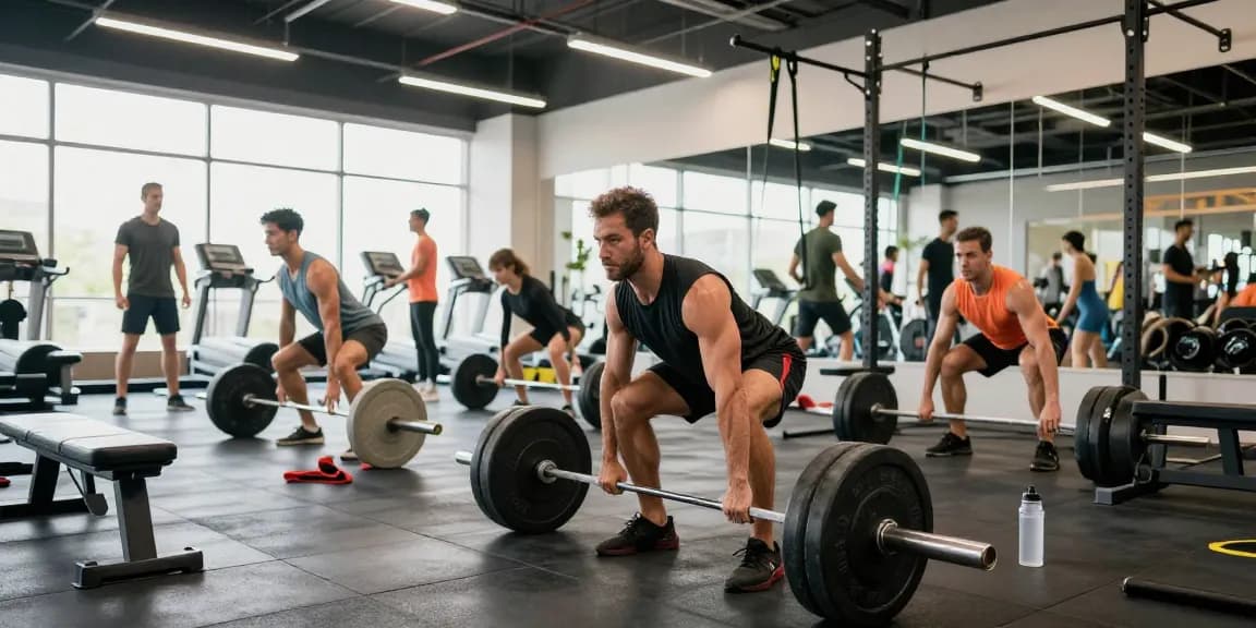 Dynamic training at the Steroid Shop gym, showcasing athletes using weights and fitness equipment in an energetic environment.