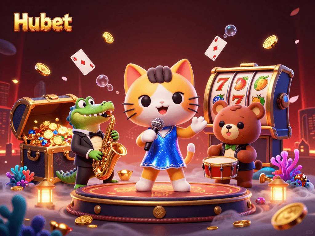 Experience thrilling gaming at Hubet with vibrant characters and dynamic casino elements.