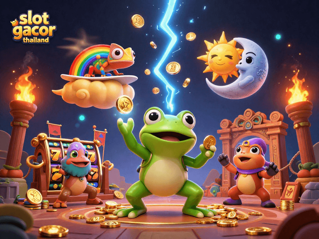 Experience the thrill of slot gacor thailand with enchanting characters and golden casino elements.
