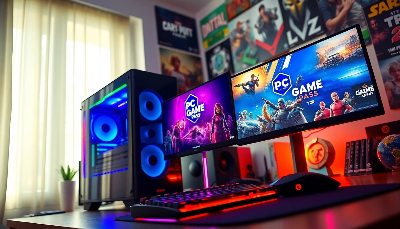 Discover exciting PC Game Pass games showcased in a vibrant gaming setup with LED lights.