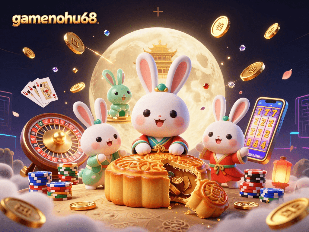 Experience exciting gaming moments with gamenohu68 featuring a vibrant moon rabbit scene and casino elements.