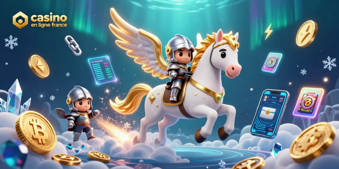 Jouez dans un casino en ligne France avec un cheval blanc et un chevalier dans un univers scintillant.