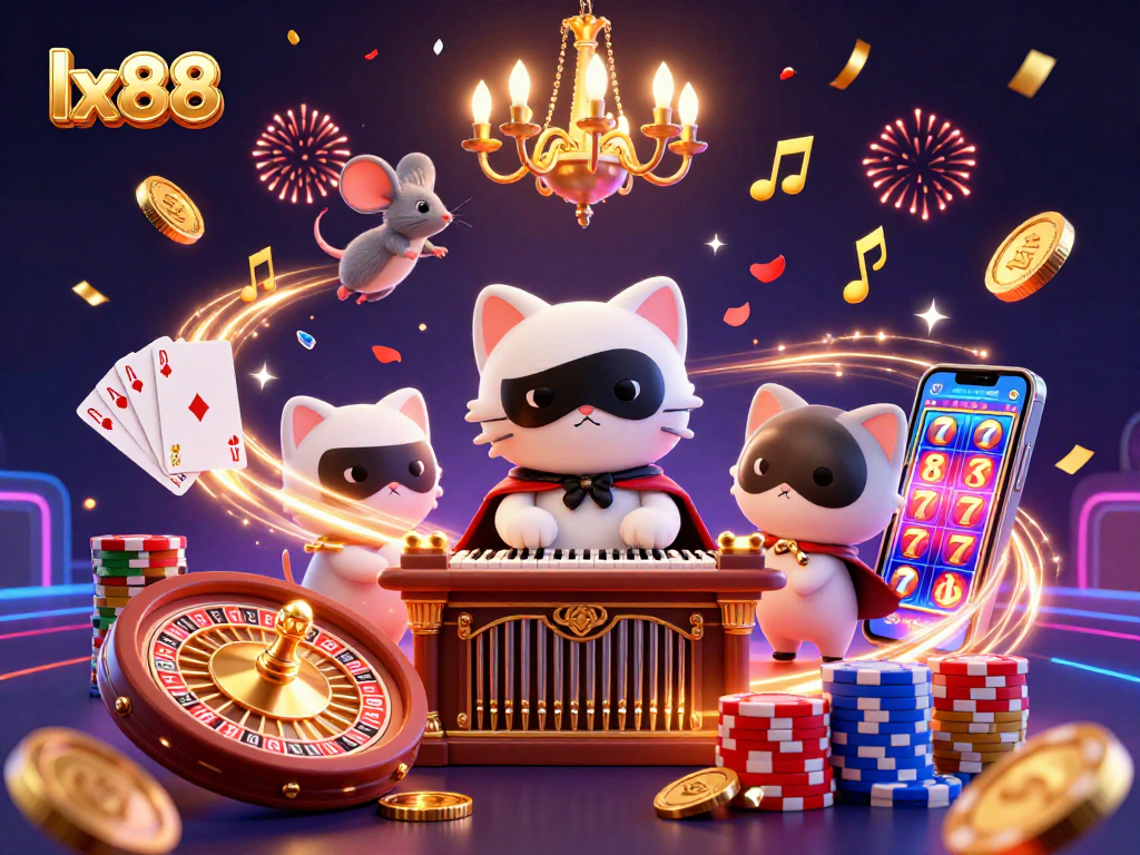 Experience the dynamic action of lx88 with a thrilling 3D casino scene showcasing an ornate casino organ.
