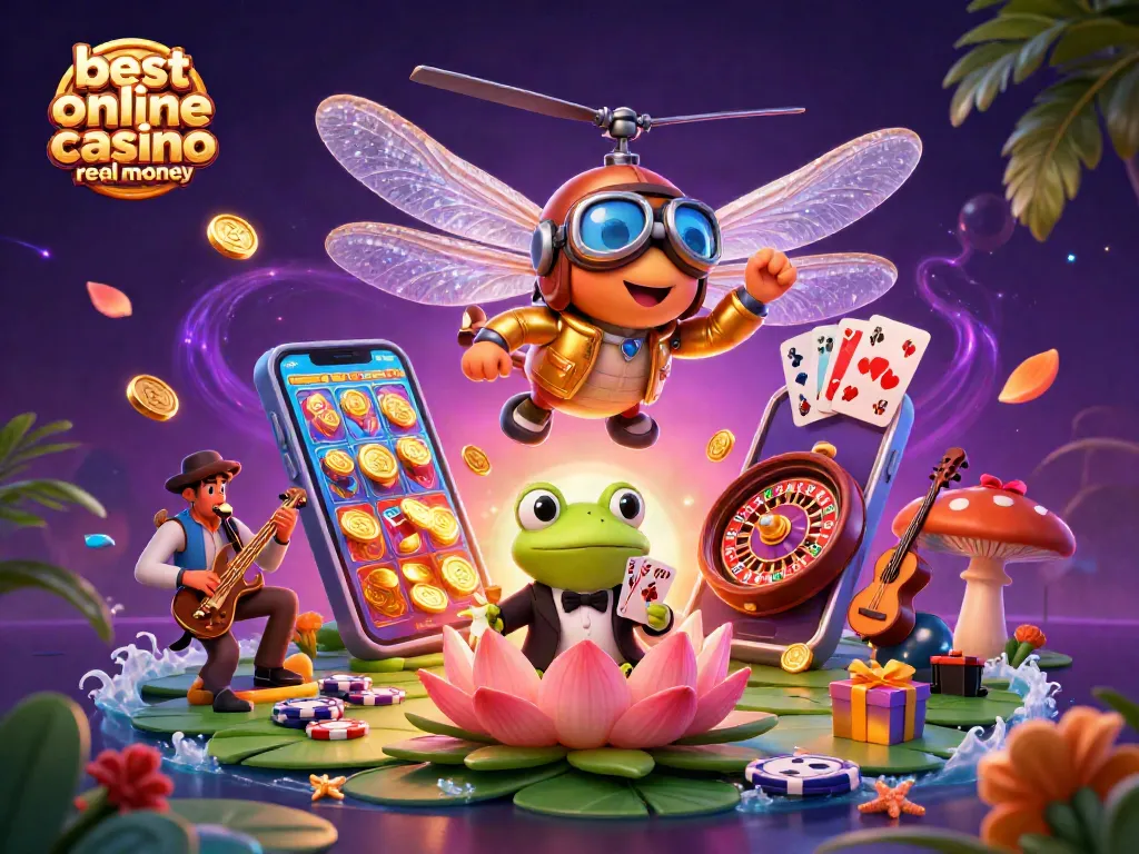 Experience the best online casino real money scene with vibrant characters and exciting gaming elements.