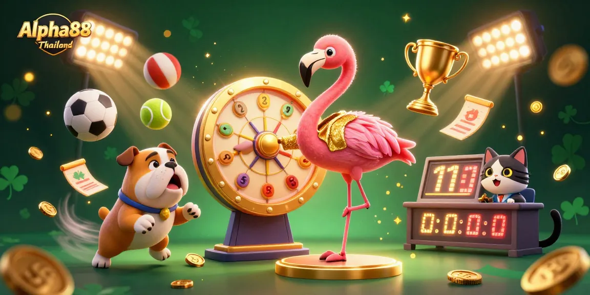 Engage with Alpha88 Thailand's exciting promotions and prizes in a vibrant 3D casino scene.