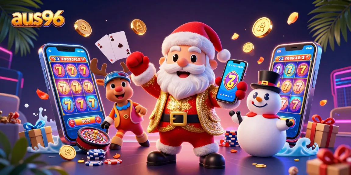 Experience jackpot excitement with aus96 as Santa Claus, a reindeer, and a snowman bring the casino to life.