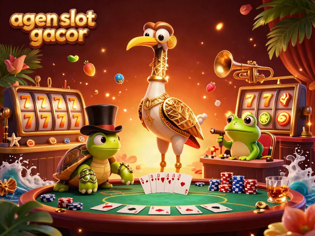 Engage in thrilling gameplay at agen slot gacor with colorful slot reels and festive characters.