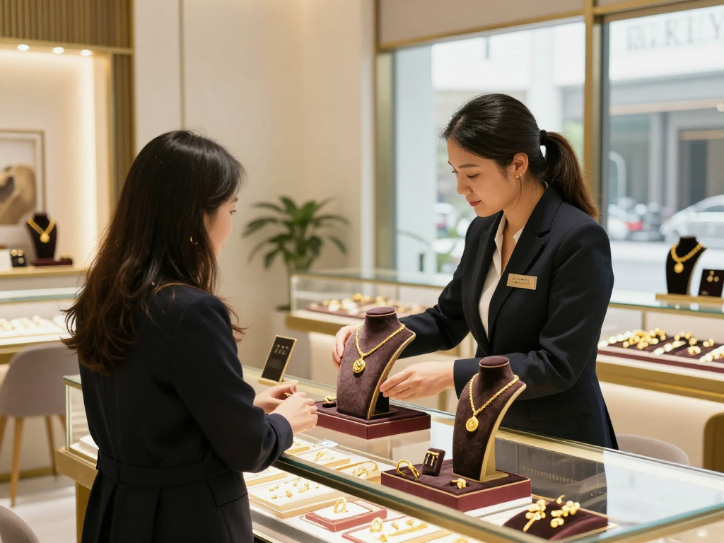 Experience mantra88 gold jewelry shopping in a luxurious store environment.