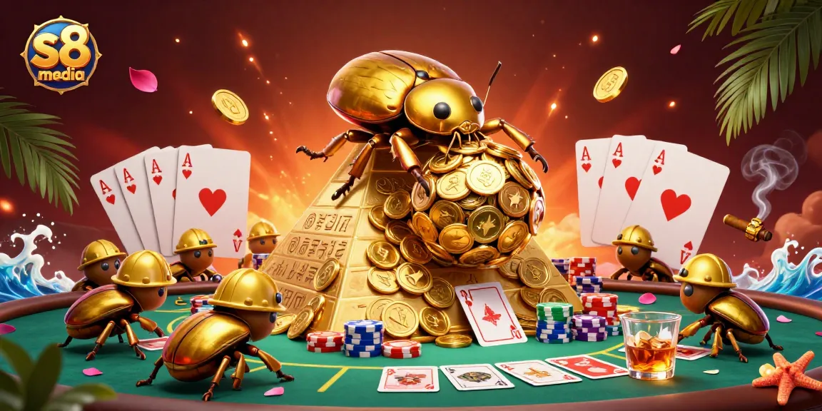 Engage in thrilling online betting adventures with s8 media in a vibrant casino illustration.