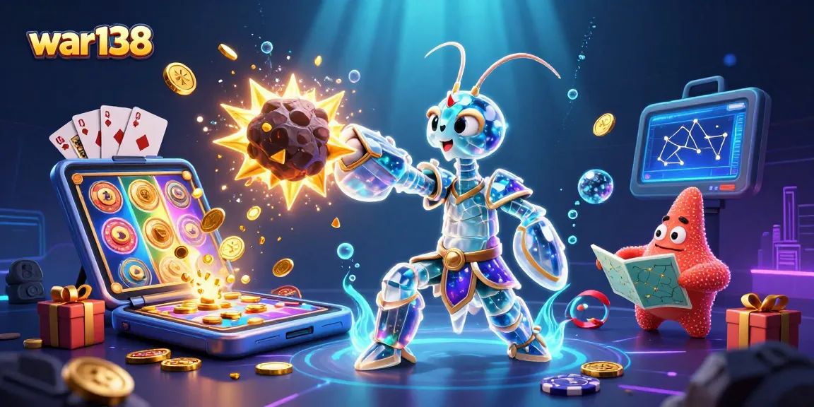 Experience excitement at war138 with an explosive slot game scene featuring vibrant 3D characters and elements.