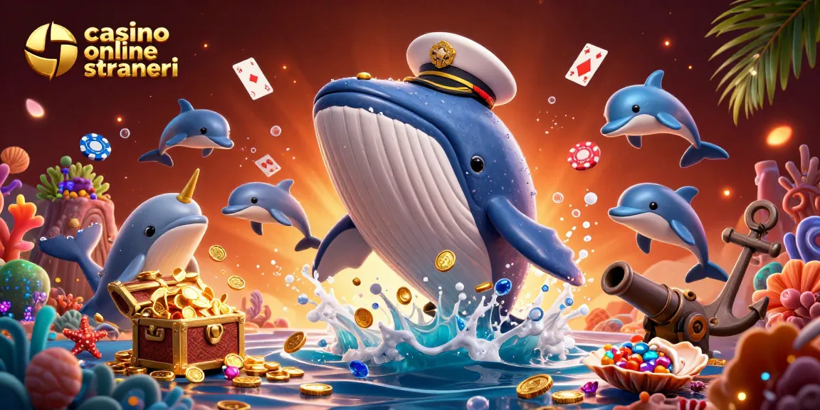 Giocatori di casino online stranieri vincendo sotto il mare con una balena e delfini.