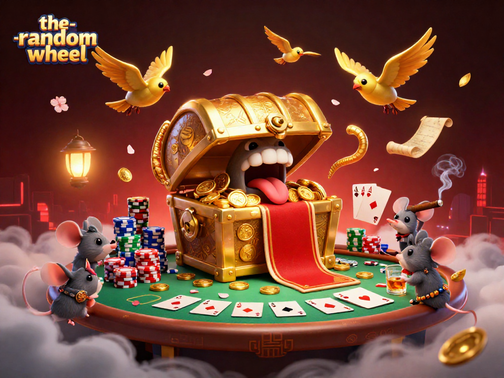 Engage with the-random-wheel, a dazzling casino adventure featuring a treasure chest inviting adventurers.