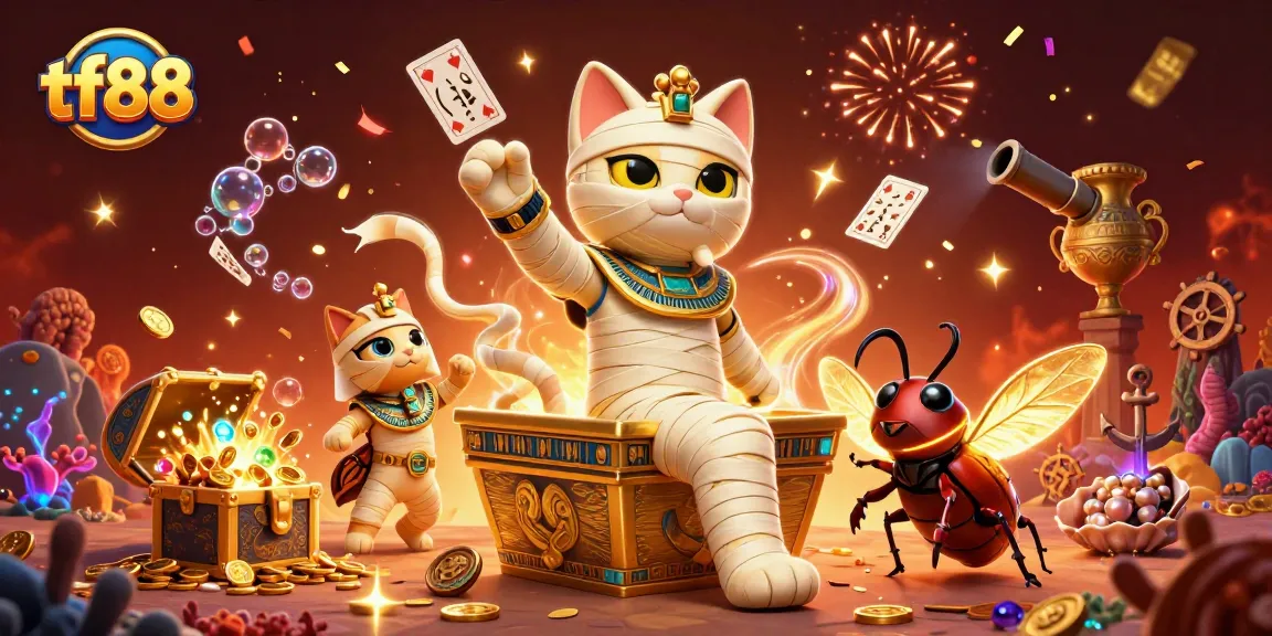 Play exciting games at tf88 with a vibrant scene featuring unique casino elements.