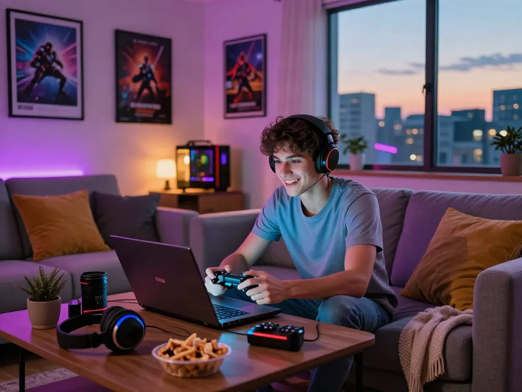 Engaging gaming experience showcasing slot gacor thailand in a vibrant living room setting.