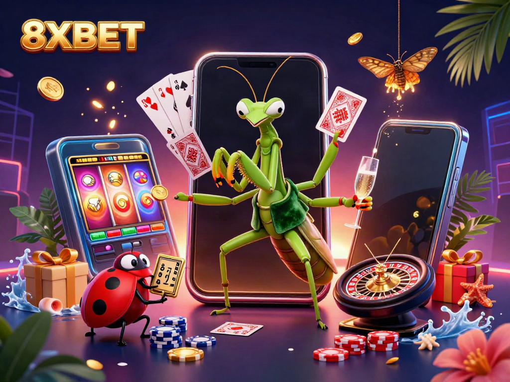 Experience dazzling gameplay at 8XBET with vibrant characters and rich casino elements in action.