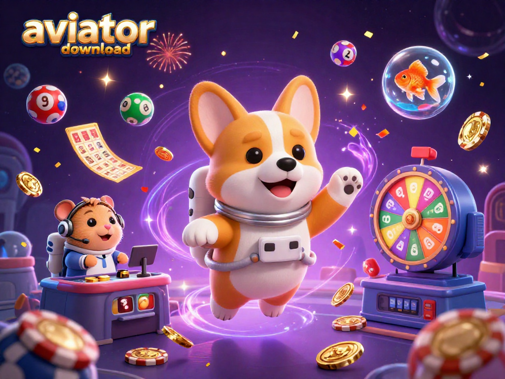 Experience thrilling gameplay with aviator download in a fun floating casino scene featuring unique characters.