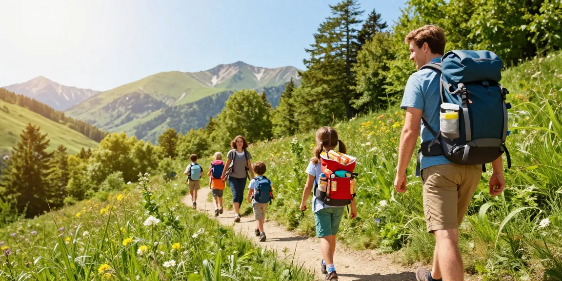 Family adventure hiking in nature with mantra88 spirit of outdoor exploration.