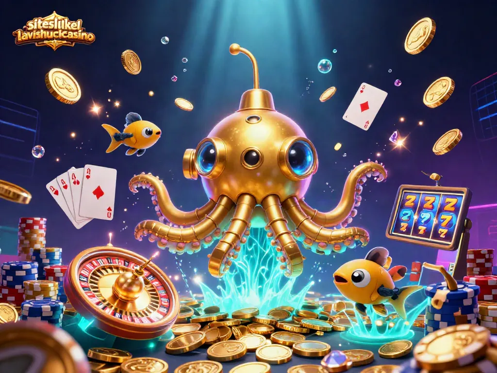 Experience the excitement of siteslikelavishluckcasino with a dazzling display of slots, coins, and vibrant fish.