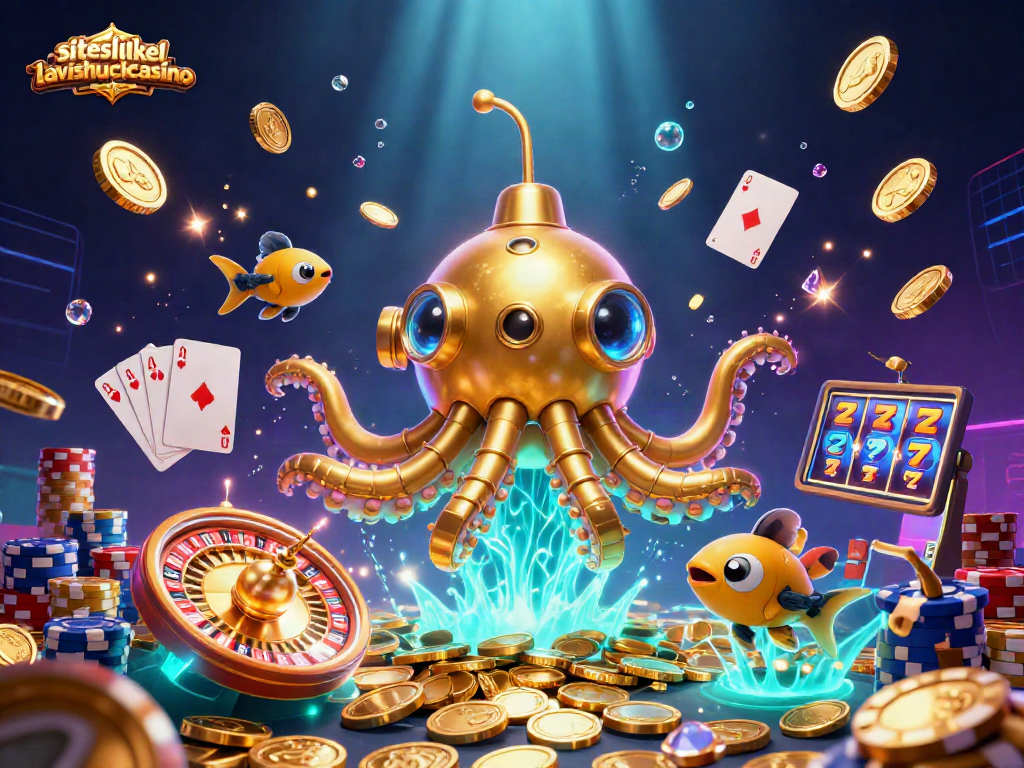 Experience the excitement of siteslikelavishluckcasino with a dazzling display of slots, coins, and vibrant fish.
