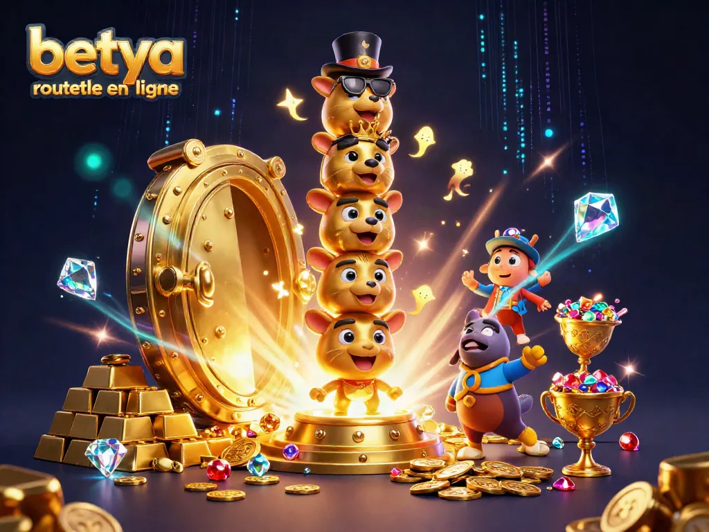 Experience the excitement of betya roulette en ligne with vibrant casino elements and animated characters.
