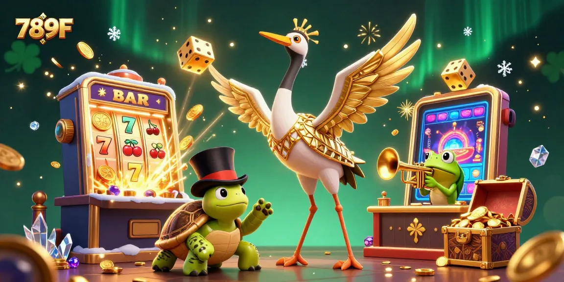Experience thrilling gameplay with 789F as animated characters celebrate a jackpot explosion in a vibrant casino scene.