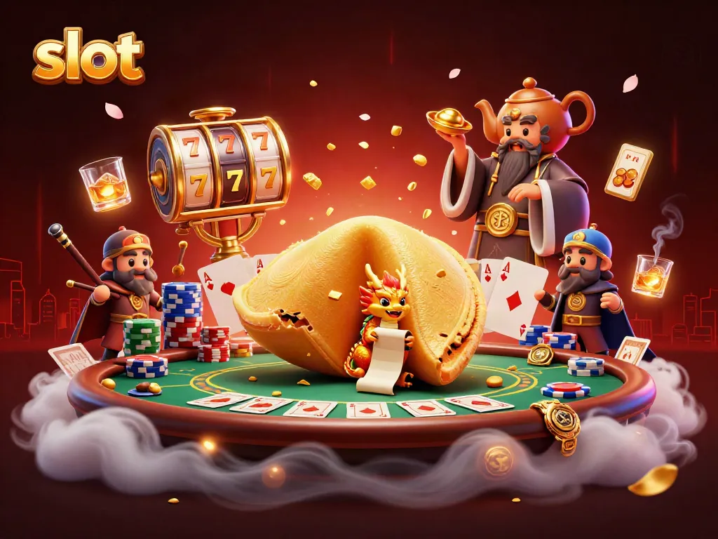 Putaran slot yang berwarna-warni dengan makhluk menarik dalam ilustrasi kasino.