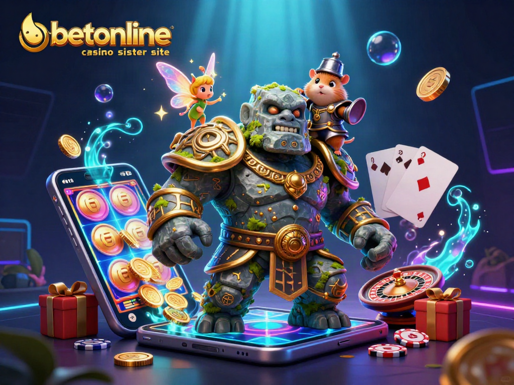 Spin thrilling slot games at betonline casino sister site with golem guardian and magical fairy!