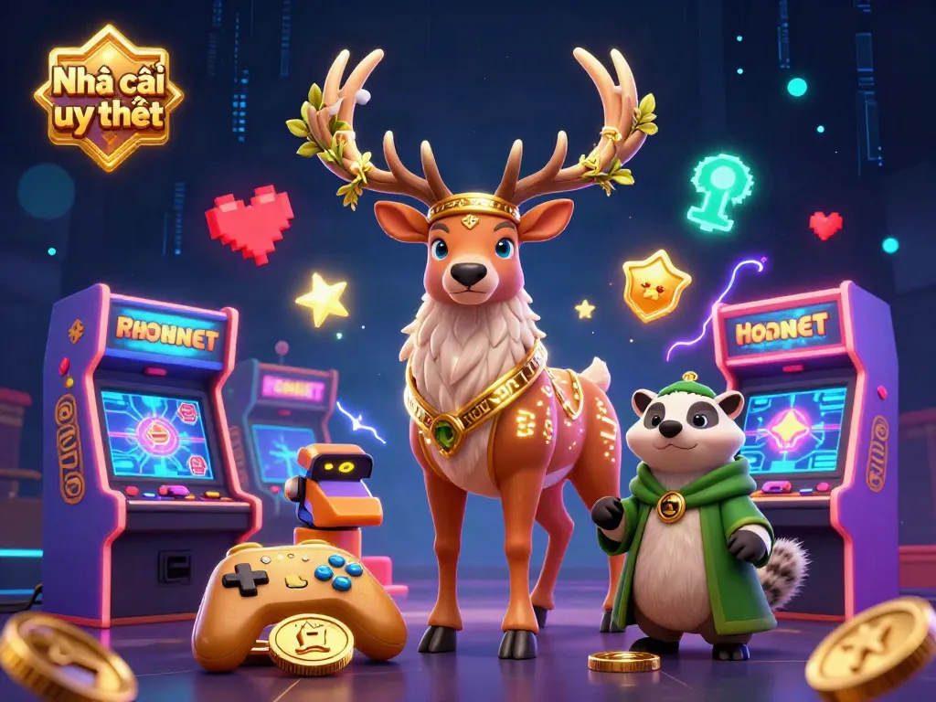 Engage with the Nhà cái uy tín scene featuring a Celtic druid stag and vibrant casino elements.