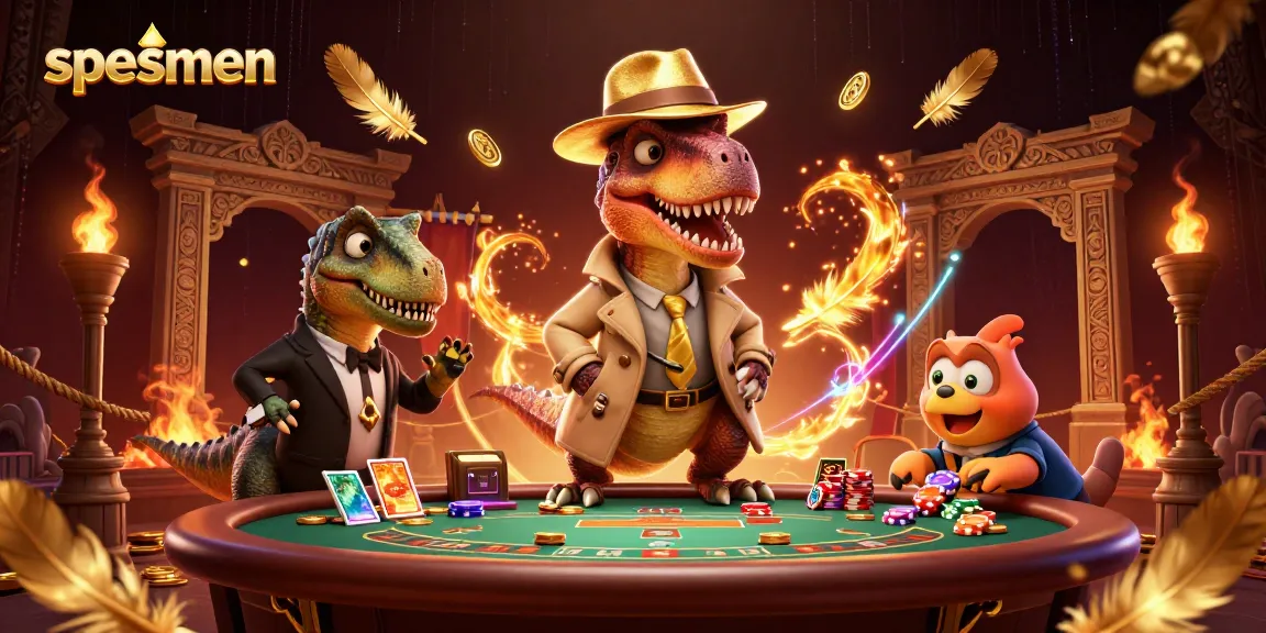 Experience the thrill of the spesmen slot game with animated characters and vibrant casino elements.