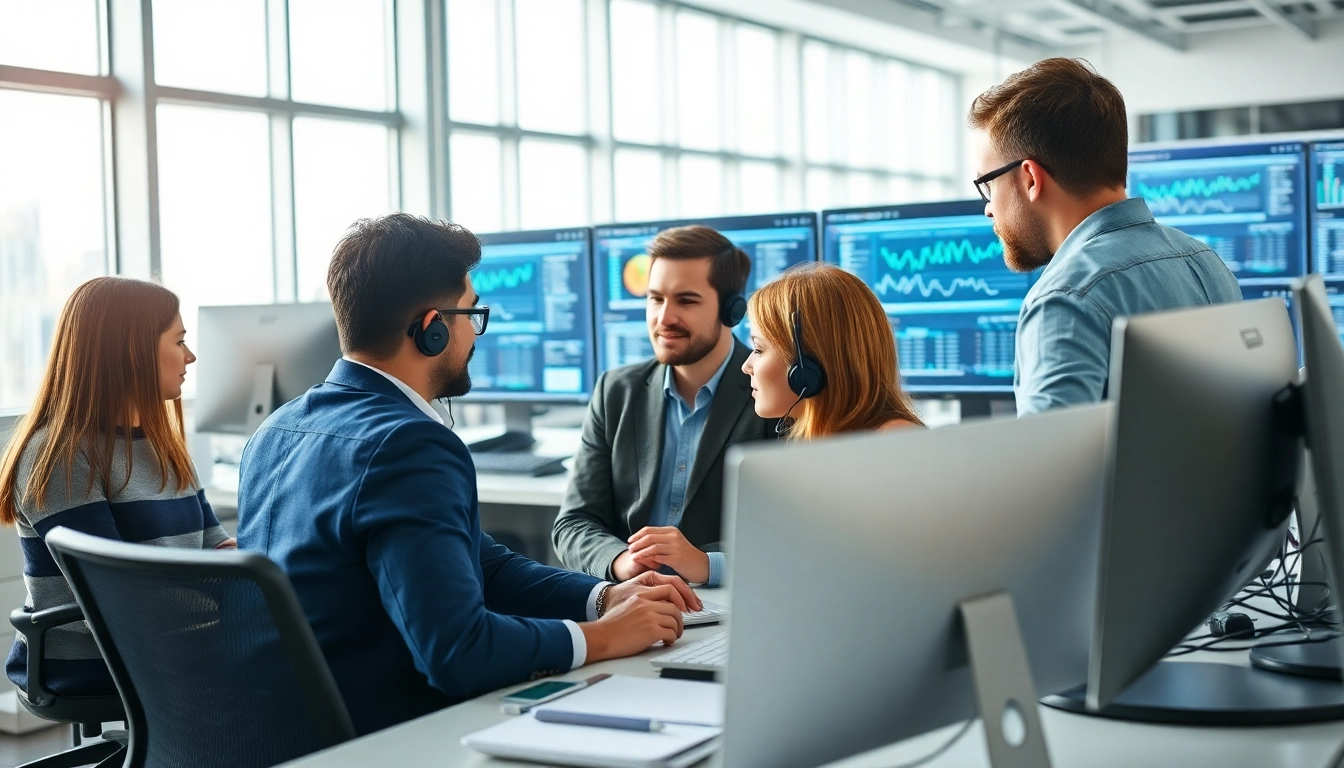 Understanding how much IT support cost in UK with a professional IT team in a modern office setting.