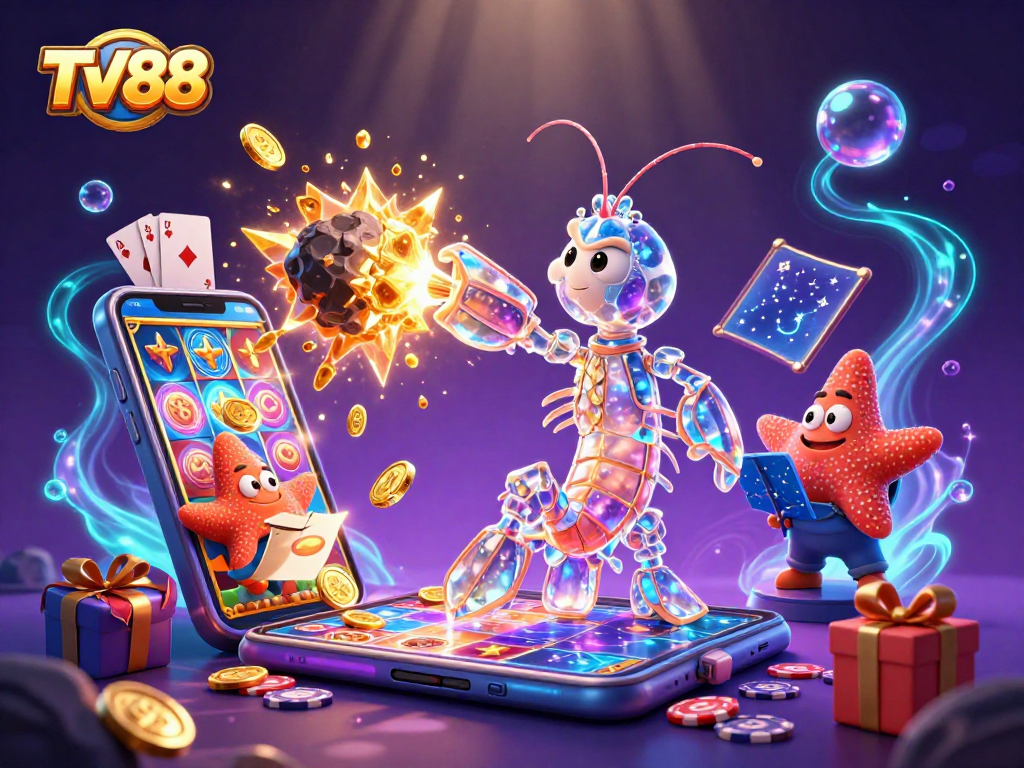 Engage with the TV88 universe, where a galactic samurai mantis shrimp unleashes winning treasures amidst exciting games.
