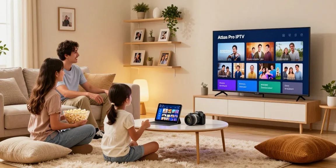 Family enjoying streaming on Atlas Pro IPTV in a cozy living room.