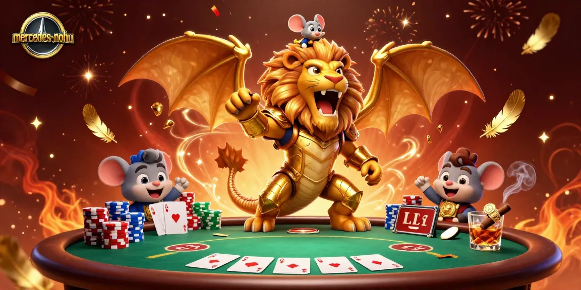 Players enjoy an exciting game at mercedes-nohu with vibrant poker action and majestic chimera creature.