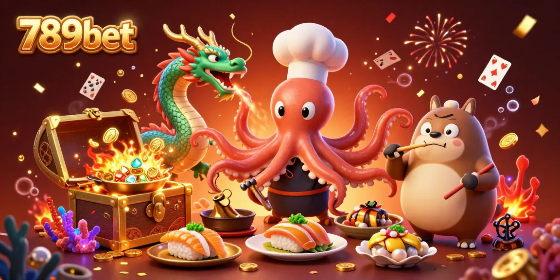 Experience excitement with 789bet's dynamic casino scene of a colorful octopus and friends.