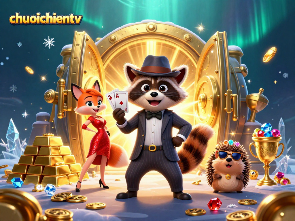 Experience thrilling bets with chuoichientv in a vibrant, dynamic casino scene full of jewels and excitement.