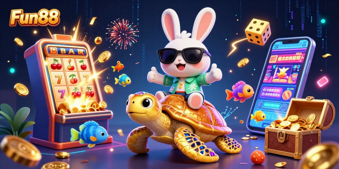 Experience thrilling Online Casino action with Fun88 featuring a lucky rabbit and a golden turtle!