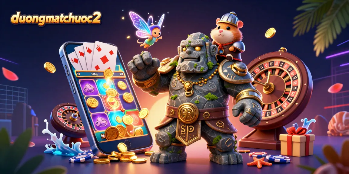 Engage in thrilling gameplay with duongmatchuoc2 featuring an animated golem guardian, fairy magic, and a hamster knight!