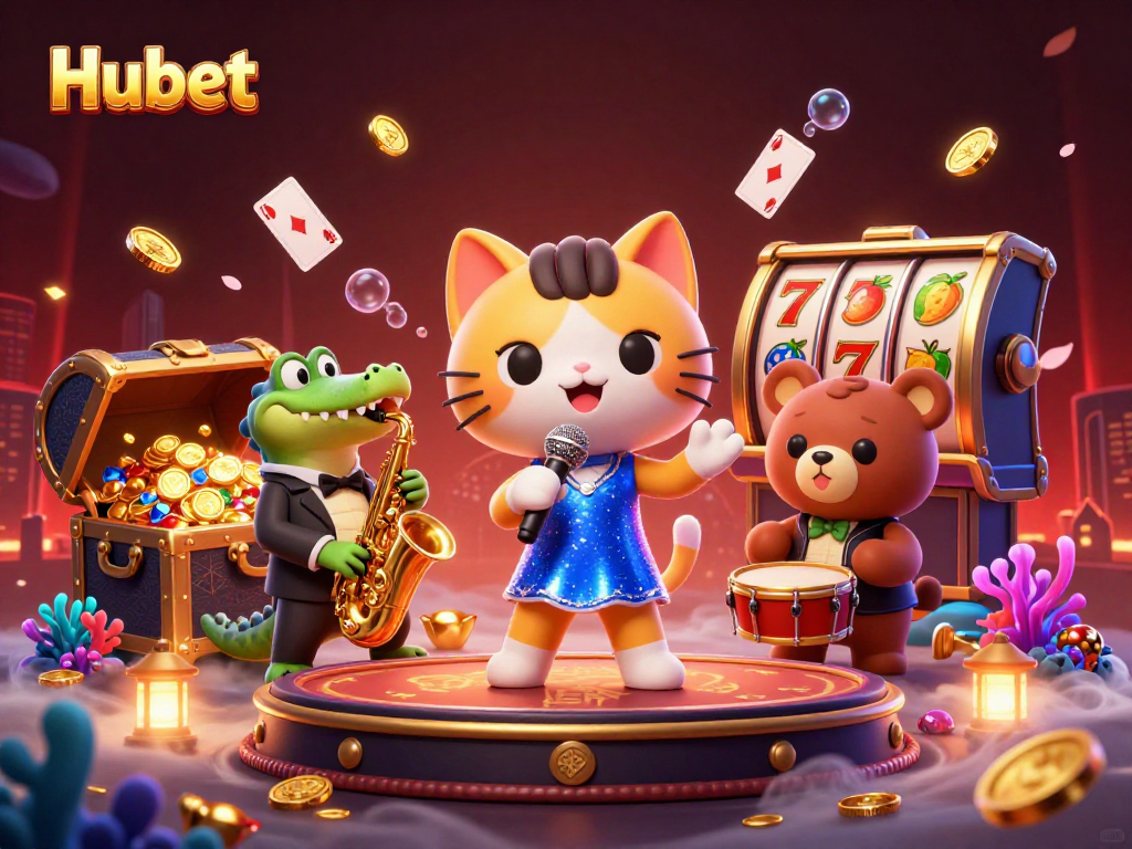 Experience thrilling gaming at Hubet with vibrant characters and dynamic casino elements.