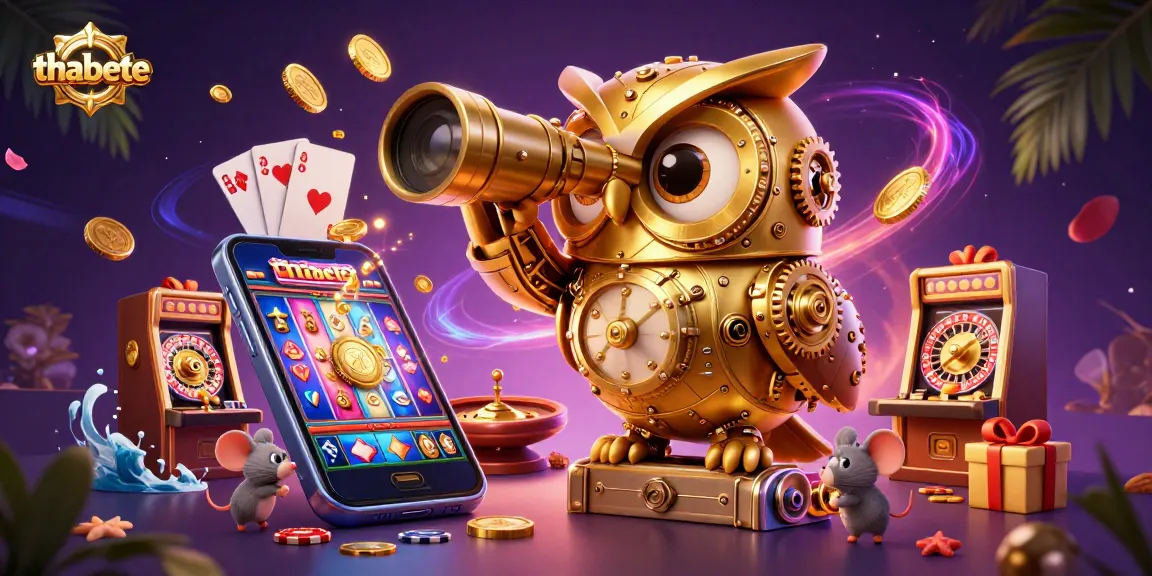 Experience thabete's gaming excitement with a golden owl scanning a vibrant casino floor