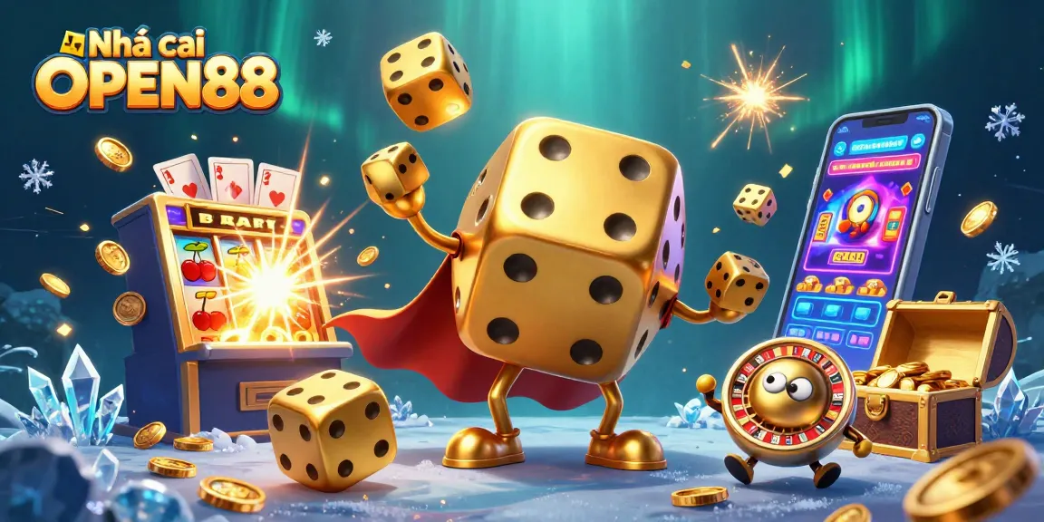 Engage with Nhà cái OPEN88 in a vibrant 3D casino scene showcasing dynamic gameplay and rich rewards.