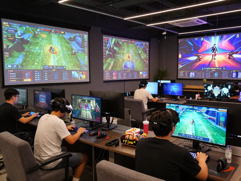 Diverse gamers enjoying engaging experiences at Bola88's digital gaming platform, showcasing vibrant gaming interactions.