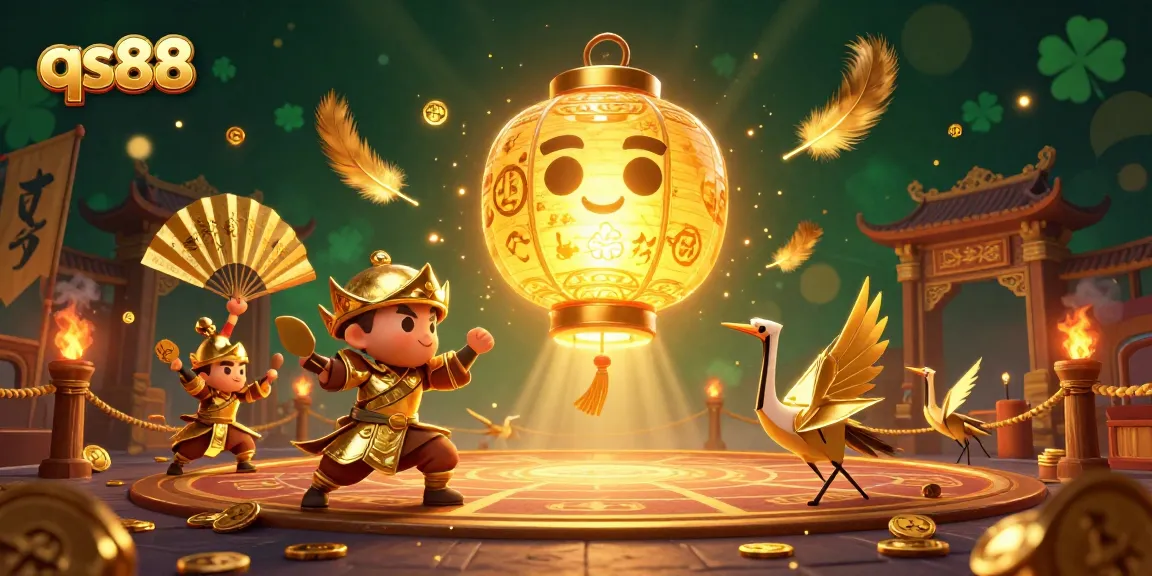 Experience the magical atmosphere of qs88 casino with golden lanterns and dynamic gaming elements.
