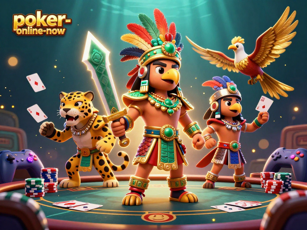 Engage in thrilling poker action at poker-online-now with dynamic gameplay and vibrant casino imagery.