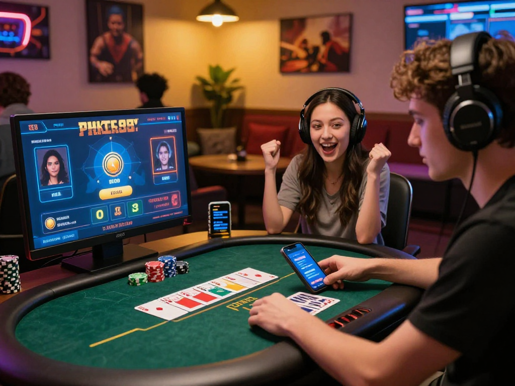 Exciting online poker gameplay on Poker88 platform with diverse players celebrating wins.