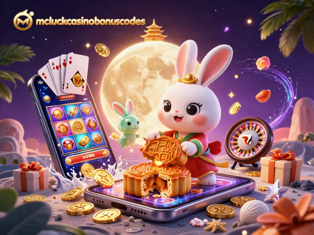 Play at mcluckcasinobonuscodes with a vibrant 3D illustration showing exciting casino elements.