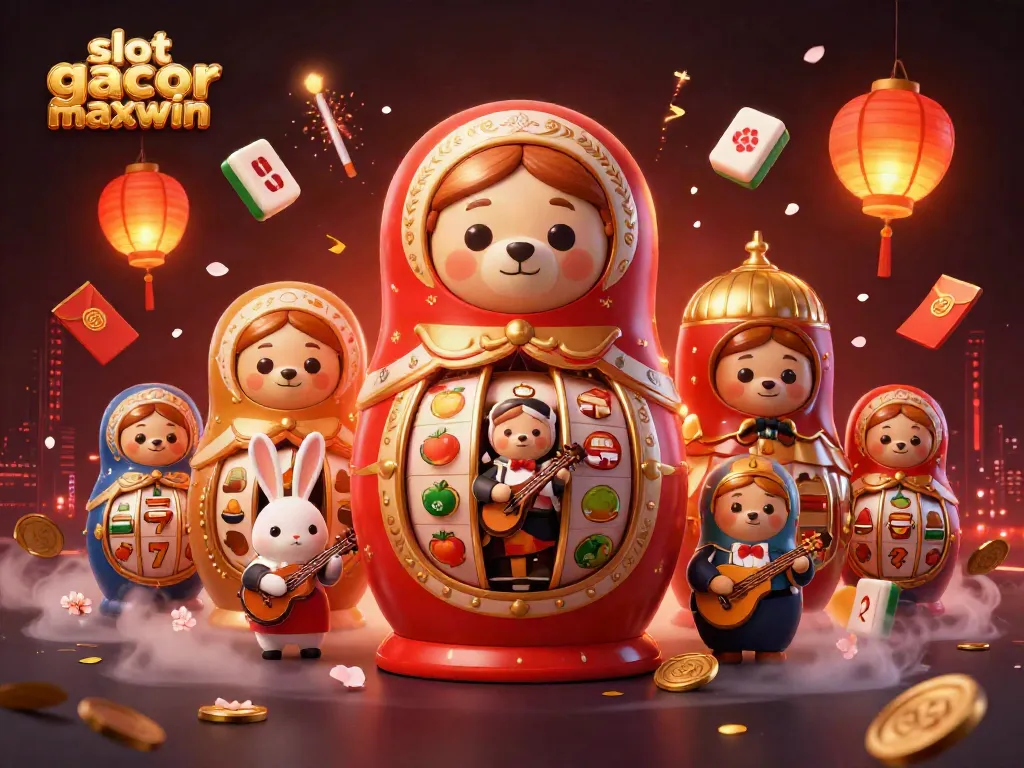Spin to win with slot gacor maxwin, a lively illustration featuring casino elements and characters.